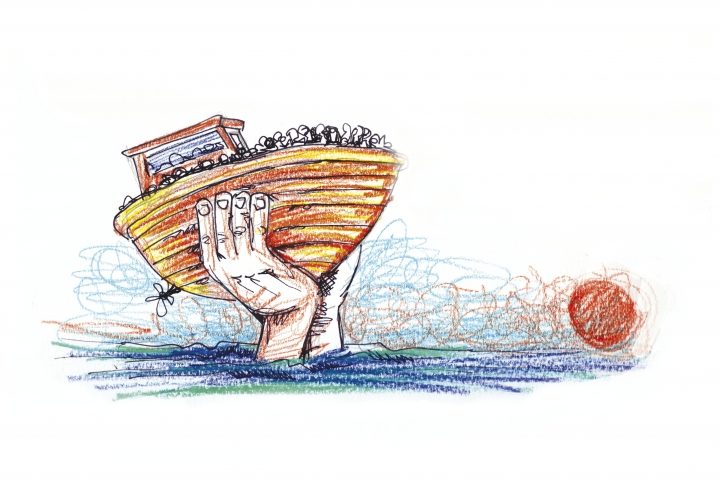 Drawing by Francesco Piobbichi, staff, Mediterranean Hope programme, Federation of Protestant Churches in Italy (FCEI)